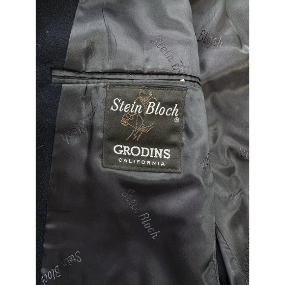 Stein Bloch Navy Blue Heavy Wool Sport Over Coat Gold Buttons / Men's Size 40 R - Picture 6 of 8